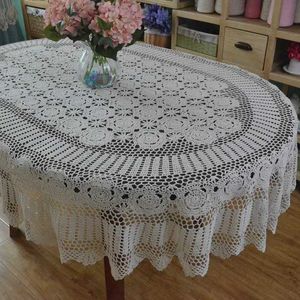 Table Cloth Handmade crochet tablecloth oval dinner tablecloth crochet lace cotton oval tablecloth extra long table cover 240426