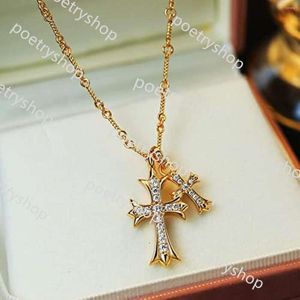 Pendant Necklaces Pendant Necklaces Double Cross Vintage Celtic Rhinestone Long Charm Necklace Fashion Choker for Women and Girls Gift