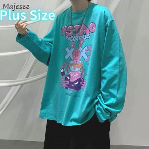 シャツの男性長袖Tシャツと特大のM8XLスプリングティーズ男性カップン漫画プリントTシャツハルク日本語スタイル面白いトップイン