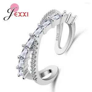 Cluster Rings Wholesale Unique Crossed Design For Women Unisex 925 Sterling Silver "X" Shape Cubic Zircons Bague Jewelry