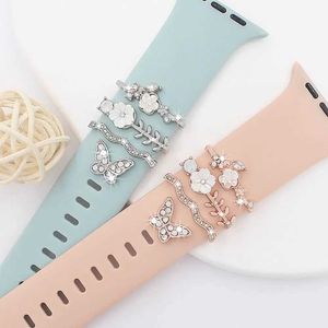 Assista bandas novas diamantes decorativos de metal charme silicone watch strap anel decorativo usado para relógio Strap acessórios decorativos usados para iwatch panflets 240424