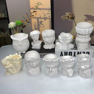Shirts Silicone Mold Homemade Diy Potted Green Plants Mold Face Flower Pot Silicone Mold for Girl Flower Pot Cement Gypsum
