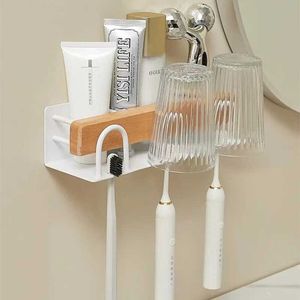 Toothbrush Holders Electric toothbrush holder original wall mounted punching machine wooden hanger material beech 240426