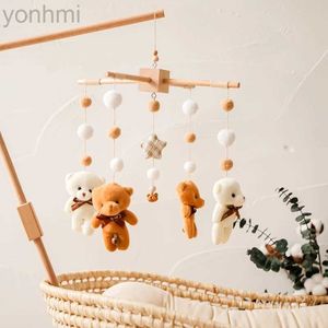 Mobiles# Baby Crib Mobiles Wooden Bed Bell Newborn Stroller Rattles Toy Cartoon Plush Toy 0-24M Infant Baby Boy Girls Toys Bed Bell d240426