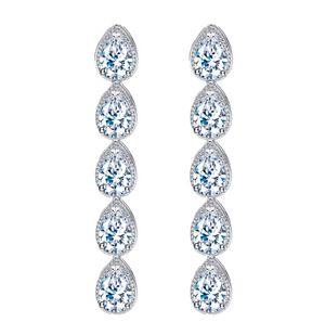 Gioielli di lusso Dangle Dangle Droping Droping per donna Bianco AAA Cubic Zirconia Orecchini di rame Diamond Oro