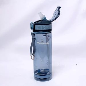 800 ml sportowa butelka z wodą ze słomką do biwakowania na pieszych wędrówkach z plastikiem na zewnątrz Transparent A Free Men Drinkware 240424