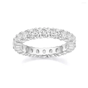 Cluster Rings Light Luxury 925 Silve Wedding Ring Round Zirconia Diamond Full Eternity Stackable Engagement For Women Jewelry 3mm