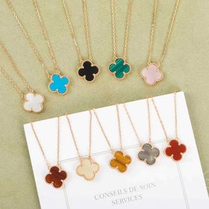 Seiko Edition Original VanCleff Lucky Double Sided Fritillaria Clover Pendant Necklace Exquisite and Fashionable Style Flower Collar Chain High Version