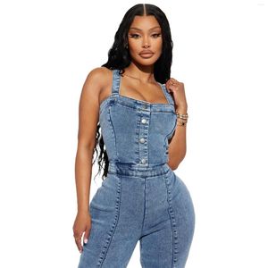 Kvinnors jumpsuits Sexiga band Jeans i ett stycke Jumpsuit Kvinnor Dam denim