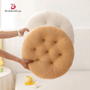Pillow Bubble Kiss Biscuit Shape Plush Round Seat Cushion Thickened Lamb Pillow for Sofa Home Decorative Cookie Tatami Back Cushions