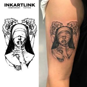 Tattoo Transfer Silent Nun Temporary Tattoo Sticker Waterproof Magic Tattoo Varar till 15 dagar Fake Tattoo Semi Permanent Tattoo 240426