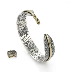 Bangle Trendy Feather Open-Ended Bracelet Ring For Men Personality Charm Ornament Holiday Gift