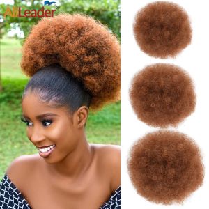 Chignon Chignon 8inch sentetik Afro Saç Bun Puff Drawstring Siyah Kadınlar İçin At kuyruğu Büyük Kısa Kinky Kıvırcık Afro Bun Saç parçası