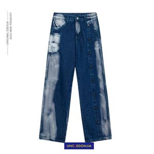 UNCLEDONJM Tie Dyed Men's BF jeans Harajuku Fashion Brand Hip-hop Cool Street Pants biker jeans304d