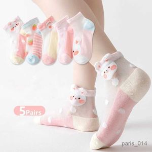 Детские носки 5pairs/lot Summer Speat Cotton Gilm Nops дышащие дети короткие носки лодыжки дети кружев