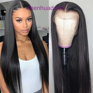 Chemical fiber front lace wig anti human hair black split long straight headband