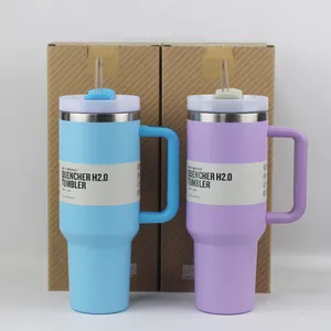 1pc New Quencher H2.0 40oz Stainless Steel Tumblers Cups With Silicone Handle Lid and Straw 2nd Generation Car Mugs Vacuum Insulated 40 oz Water Bottles H0261