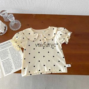 T-Shirts 2024 Yaz Bebek Giysileri Bebek Kızları Yatak Dot T-Shirt Matng Romper Toddler Kıyafet H240509