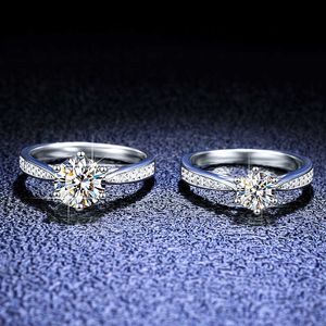 Sier S925 Sterling Ring Mo Sangshi Ring Womens Ring Sechs Klauen Klassiker Crown Vorschlag Ring
