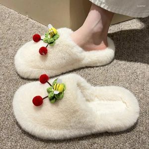 Hausschuhe Winterschuhe Frauen Cherry House Casual Plush Herbst warme Schlafzimmer Baumwolle