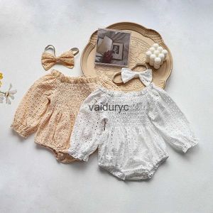 Rompers Autunno New Baby Bodysuits Girls Long Maniche Girls One Piece Girl Girls Abbigliamento con fascia H240426