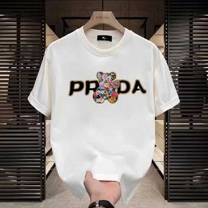 Men's T-Shirts designer Summer pure cotton men's short sleeved T-shirt loose round neck 2024 new trendy brand large Korean cartoon half top DPTV