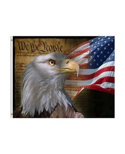 Vintage American Bald Eagle 4 juli flagga livlig färg UV Fade Resistant Outdoor Double Stitched Decoration Banner 90x150cm SPOR2395697