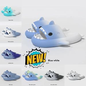 Summer Home Women Shark Slippers Anti-skid EVA Solid Color Couple Parents Outdoor Cool Indoor Household Funny Shoes Eur 36-45