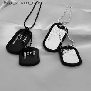 Pendant Necklaces Fashionable Military Style Four Rows Letter Double Card Military Brand Necklace Mens Pendant Necklace Mens Chain Q240426