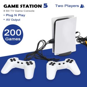 Giocatori portatili retrò video mini game stazione 5 console di gioco TV con console a 8 bit con 200 classici controller a doppio cablaggio di output AV GS5