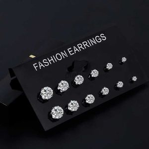 Stud aliutom moda 6 çift/ set punk zirkon kristal saplama küpeleri kadınlar için ayarlanmış yuvarlak çiçek gotik tasarım brincos mücevher bijoux d240426
