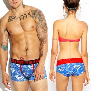 Underpants Pink Heroes High-quality Cotton Couple Underwear Men&Women Briefs Men Boxer Shorts Cuecas Fashion Cartoon Printed