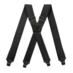 Tungt arbetssuspender för män 38 cm bred xback med 4 plast Gripper Clasps justerbara elastiska byxbyxor BRACESBLACK8874870