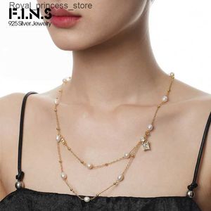 Collane a sospensione F. i.n.s originale S925 Sterling in argento barocco cravana lunga collana da donna multimetro a strati magoni cubi a strati Clavik catena Clavik Gioielli Q240426