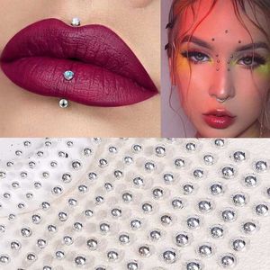 Tatueringsöverföring Lip Piercing Eyeshadow Face Diamonds Sticker Inget behov av Piercing Glitter Crystal Temporary Tattoo Sticker 3D Rhinestone Sticker 240426