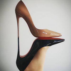 デザイナーハイヒールズ女性サンダル赤い光沢のある底の尖ったつま先靴