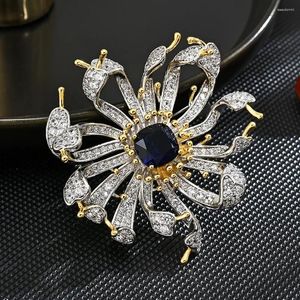 Broches Estilo de moda de jóias de luxo Big Rhinestones pinos de lapela broche para mulheres de acessórios de casamento elegante flor de cristal flor