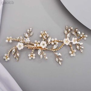 Клипы для волос Barrettes wantone Hair Clip Золотые свадебные аксессуары ручной жемчужной свадебные украшения цветочные головные уборы модные тиары 240426