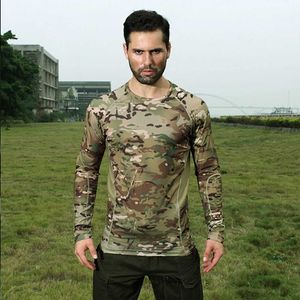 Taktische T-Shirts Tactical Herren Kämpfe Hemd Tarnung Militär T-Shirt atmungsaktives Multi-Cam-Schwarz-Kleidungs-Jagdausrüstung Kyptek T-Shirt 240426