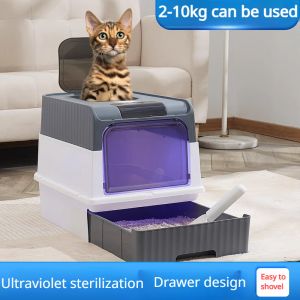 Scatole lettiera gatto scatola di oversize ad oversize sterilizzabili deodoranti completamente chiuso in toilette ad grande capacità UV sterilizatio prodotti PET