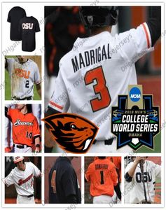 Os castores do estado de Oregon personalizados OSU Baseball White Orange Black Stitched qualquer Nome de Número 3 Nick Madrigal 35 Adley Rutschman 2018 CWS 9801620