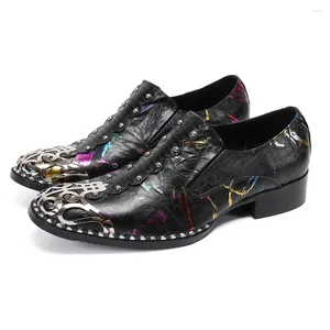 Casual Shoes Ankomsten Steel-Toed Black Handgjorda herrar Slip On Round Toe äkta Leather Party Big Size 47