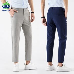 Летняя бизнес мужской брюки Тонкая тонкая мода повседневная формальная 9-очковая лодыжка брюк мужской бренд одежда 240423