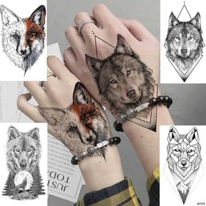 Tattoo Transfer DIY Geometric Animals Fox Plant Temporary Tattoo Women Sexy Waterproof Disposable Black Tatoos Body Art Painting Tattoo Stickers 240427