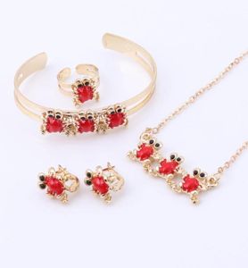 Baby Jewelry Sets GoldColor Earrings Ring For Children Lovely Animal Pendant Necklace Set Bracelet Kids Gift1223234