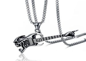 Fashion Rock Guitar Necklaces HIP HOP Musical Stainless Steel Necklace Pendant For Men Women Jewelry Gift 2 Colors9492313