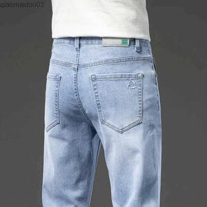 Men's Jeans Fashion Light Blue Ultra thin Mens Spring New Classic Regular Elastic Mens Casual Soft Cotton Denim MensL2404