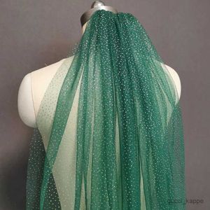 Cabelo de casamento Véu de casamento verde curto com pó de ouro de bling uma camada de 1 metro de véu de noiva com pente novos acessórios de casamento véu