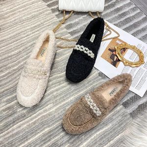 Scarpe casual 2024 a corda per tallone agnelli piatti da donna inverno inverno donne in pile spessa vele solati moca