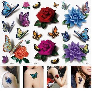 Tattoo Transfer 1Pc Waterproof Temporary Tattoo Sticker Flash Flower Rose Butterfly Body Art Arm Fake Women Lady Shoulder DIY Tattoos 240426